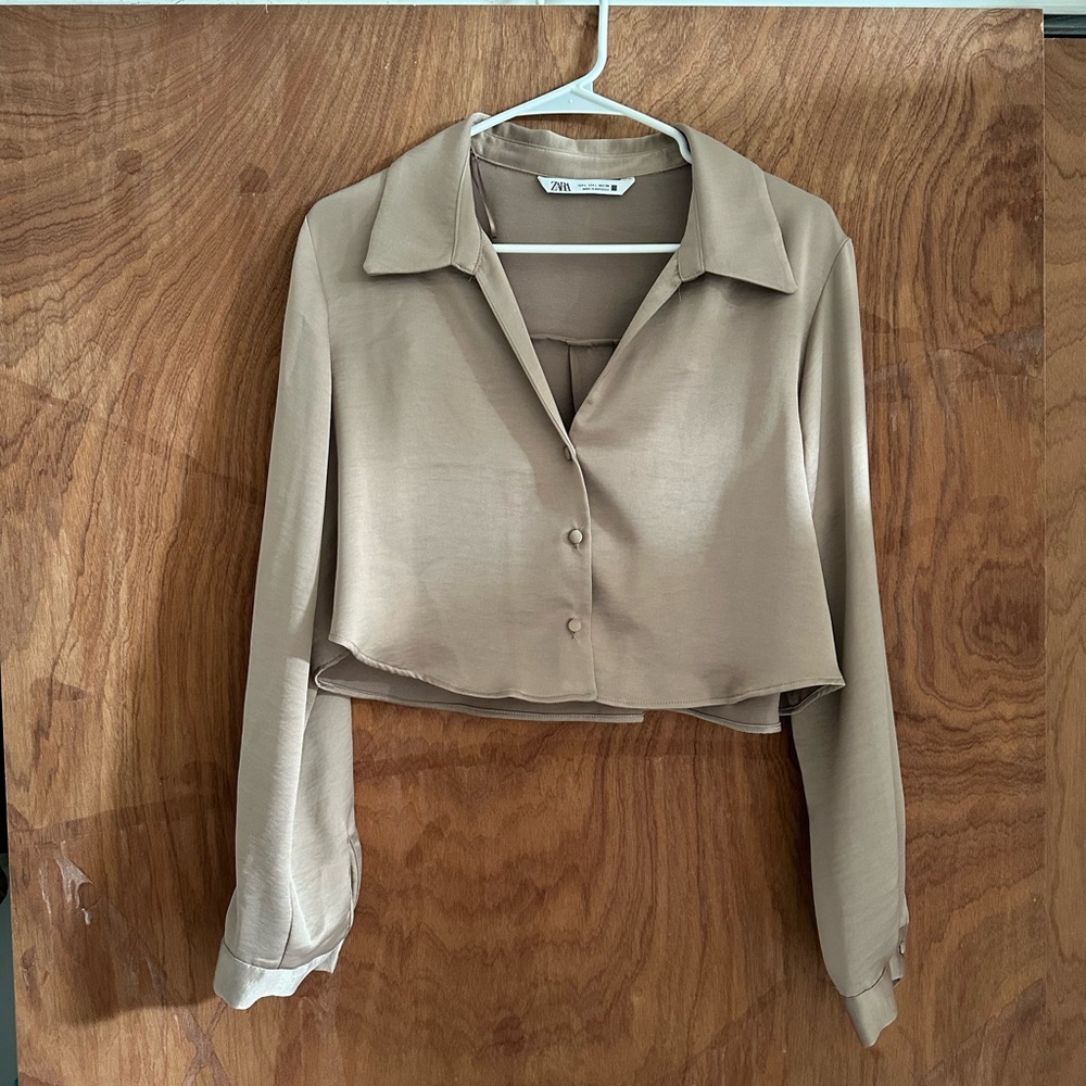 Zara Beige Button-Down Women's Shirt
